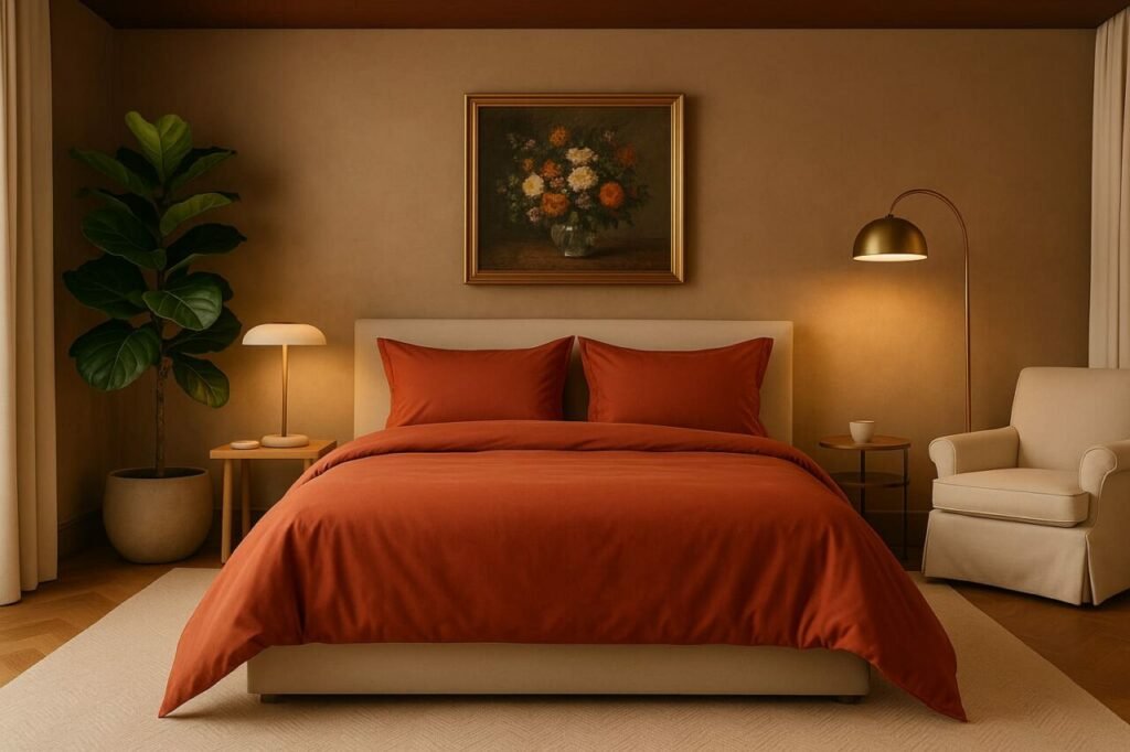 Taies d'Oreiller Unies | Satin de Bambou | Terracotta