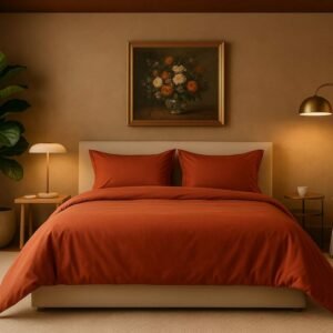 Taies d'Oreiller Unies | Satin de Bambou | Terracotta