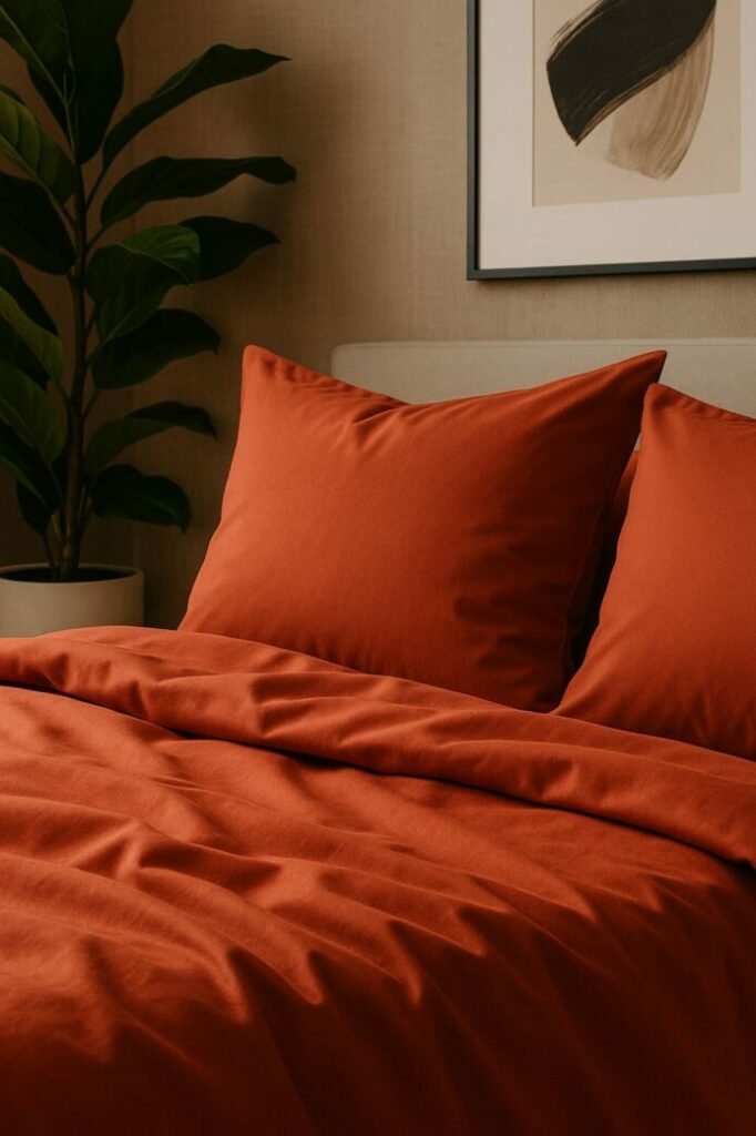 Drap Housse | Satin de Bambou | Terracotta