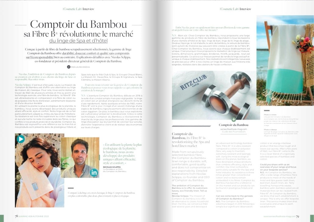 Comptoir du Bambou, sa Fibre B® révolutionne le marché du linge de Spa et d’hôtel
