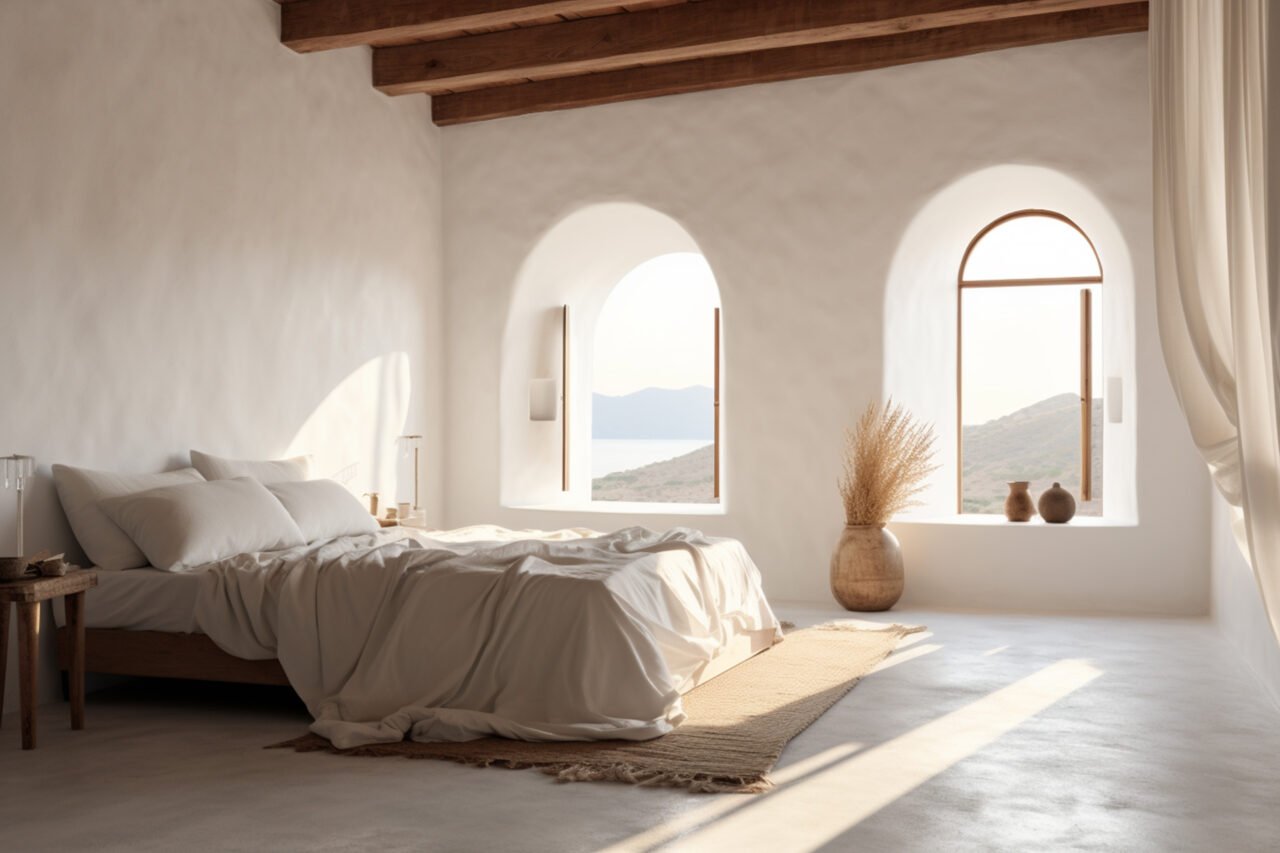 Chambre d'hôtel de luxe avec des draps en satin de bambou, offrant une élégance raffinée et un confort exceptionnel.