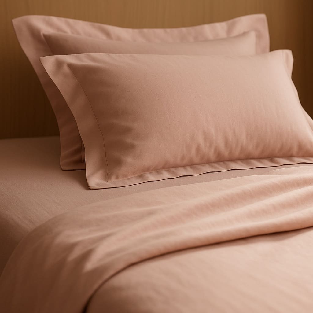 Taies d'Oreiller Unies | Satin de Bambou | Rose Poudré