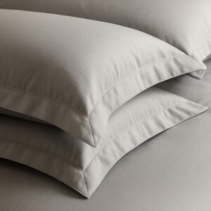 Taies d'Oreiller Unies | Satin de Bambou | Gris Perle