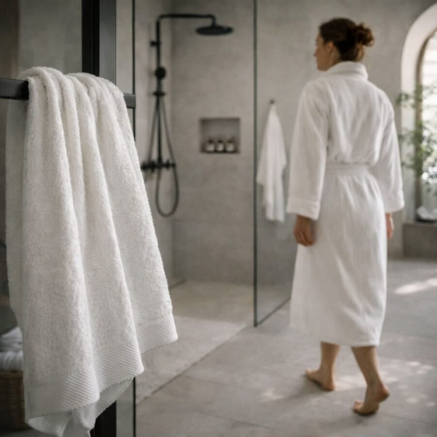 Serviette de toilette en bambou blanc pur style hôtel de luxe