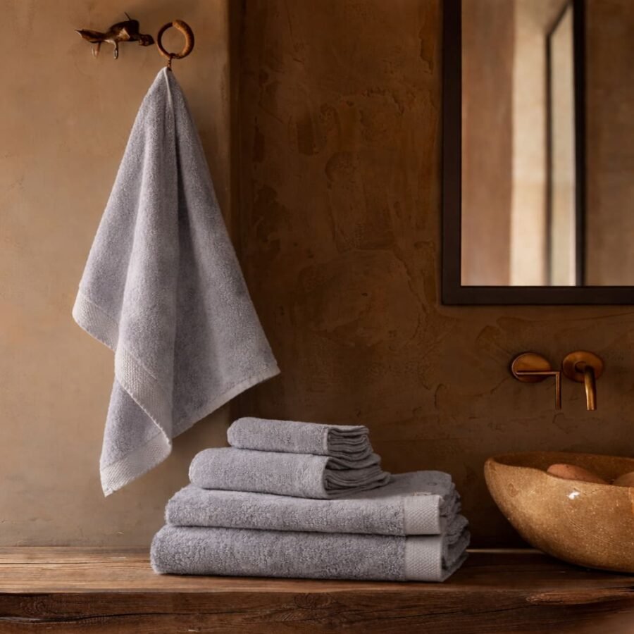 Grand drap de bain en bambou blanc style hôtel premium