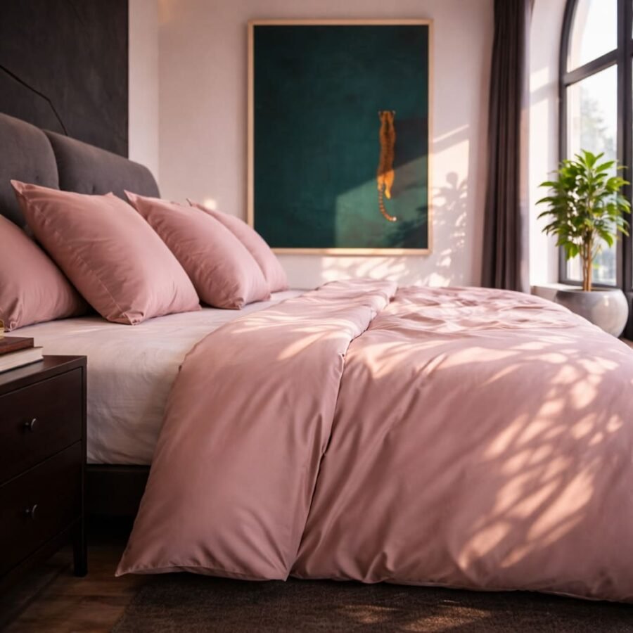 Drap Housse | Satin de Bambou | Rose Poudré